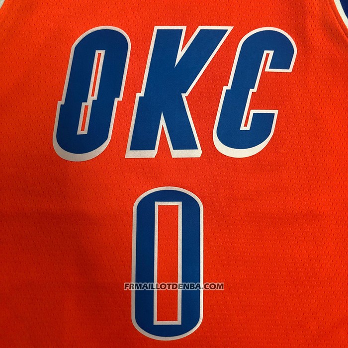 Maillot Oklahoma City Thunder Russell Westbrook NO 0 Statement 2021 Orange
